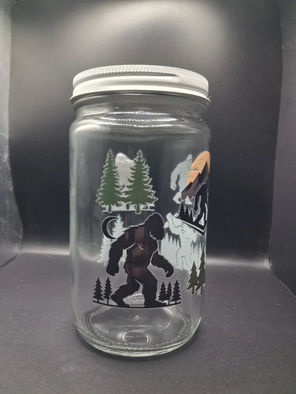Bigfoot Sasquatch 32oz Glass Storage Jar White
